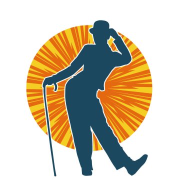 Hareketli kadın kabare dansçısının silueti. Şık kıyafetli bir kadının silueti mutlu bir şekilde dans ediyor..