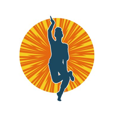 Hareketli bir kadın dansçının silueti. Dans eden zayıf bir kadının silueti..