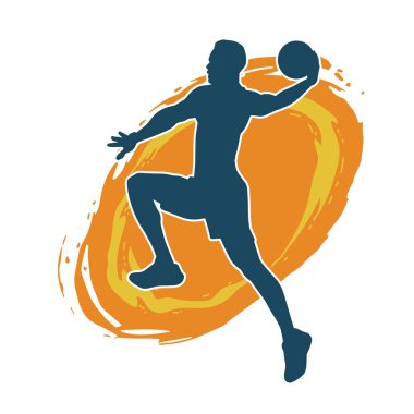 Hareketli bir kadın dansçının silueti. Dans eden zayıf bir kadının silueti..