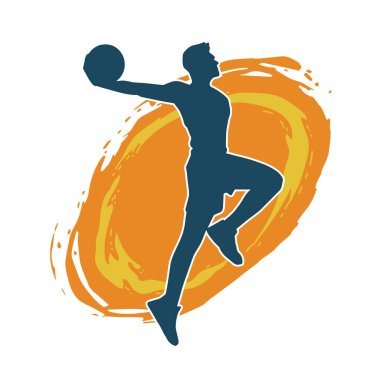 Hareketli bir kadın dansçının silueti. Dans eden zayıf bir kadının silueti..