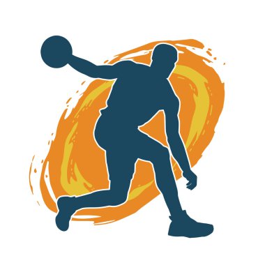 Hareketli bir kadın dansçının silueti. Dans eden zayıf bir kadının silueti..