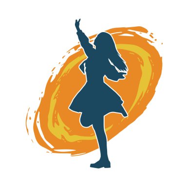 Genç bir kızın silueti, kız kıyafeti ve kadın pozu giymiş..