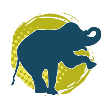 Büyük bir fil hayvanının silueti. Vahşi bir fil hayvanının silueti..