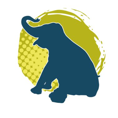 Büyük bir fil hayvanının silueti. Vahşi bir fil hayvanının silueti..