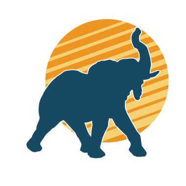 Büyük bir fil hayvanının silueti. Vahşi bir fil hayvanının silueti..