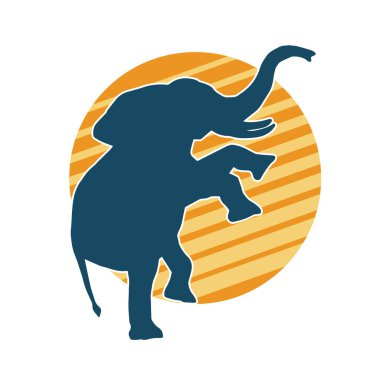 Büyük bir fil hayvanının silueti. Vahşi bir fil hayvanının silueti..