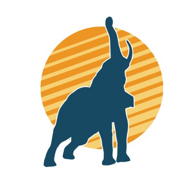 Büyük bir fil hayvanının silueti. Vahşi bir fil hayvanının silueti..