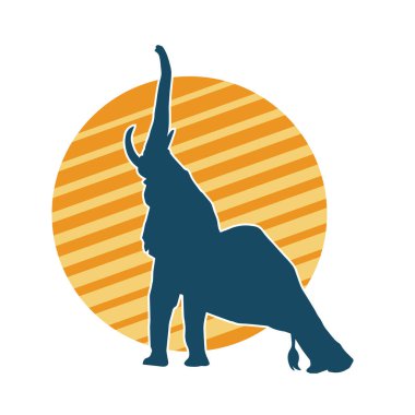 Büyük bir fil hayvanının silueti. Vahşi bir fil hayvanının silueti..