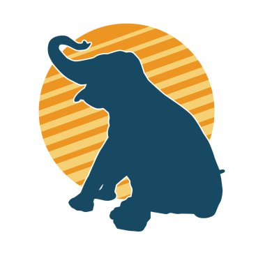 Büyük bir fil hayvanının silueti. Vahşi bir fil hayvanının silueti..