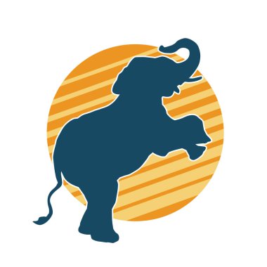 Büyük bir fil hayvanının silueti. Vahşi bir fil hayvanının silueti..