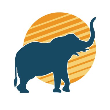 Büyük bir fil hayvanının silueti. Vahşi bir fil hayvanının silueti..