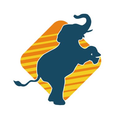 Büyük bir fil hayvanının silueti. Vahşi bir fil hayvanının silueti..