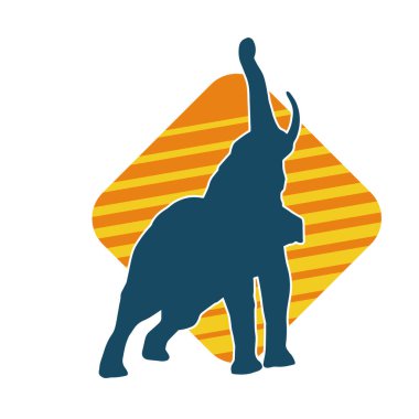 Büyük bir fil hayvanının silueti. Vahşi bir fil hayvanının silueti..