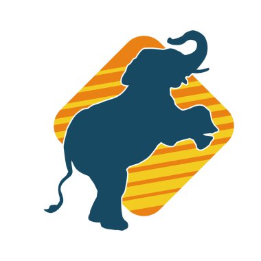 Büyük bir fil hayvanının silueti. Vahşi bir fil hayvanının silueti..