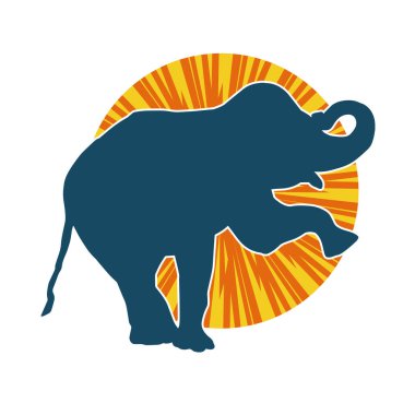 Büyük bir fil hayvanının silueti. Vahşi bir fil hayvanının silueti..