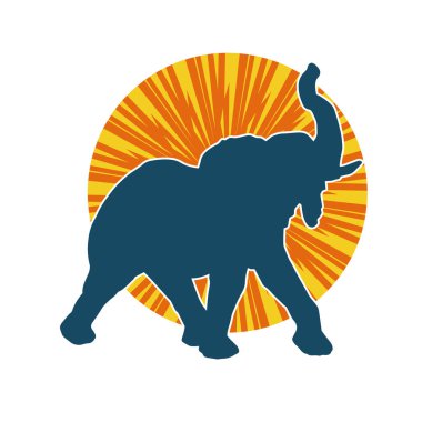 Büyük bir fil hayvanının silueti. Vahşi bir fil hayvanının silueti..