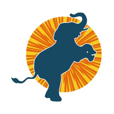 Büyük bir fil hayvanının silueti. Vahşi bir fil hayvanının silueti..