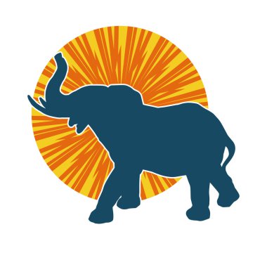 Büyük bir fil hayvanının silueti. Vahşi bir fil hayvanının silueti..