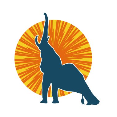 Büyük bir fil hayvanının silueti. Vahşi bir fil hayvanının silueti..