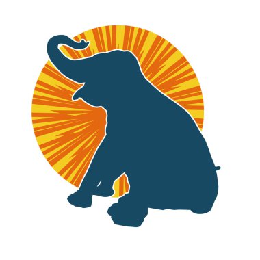 Büyük bir fil hayvanının silueti. Vahşi bir fil hayvanının silueti..