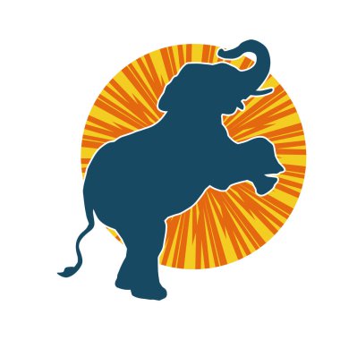 Büyük bir fil hayvanının silueti. Vahşi bir fil hayvanının silueti..