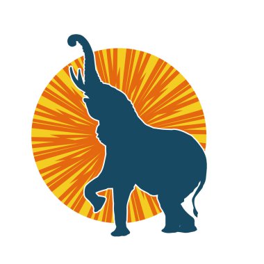 Büyük bir fil hayvanının silueti. Vahşi bir fil hayvanının silueti..