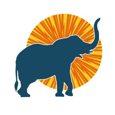 Büyük bir fil hayvanının silueti. Vahşi bir fil hayvanının silueti..