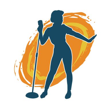 Klasik bir kadın şarkıcının silueti.