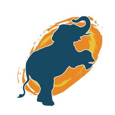 Büyük bir fil hayvanının silueti. Vahşi bir fil hayvanının silueti..