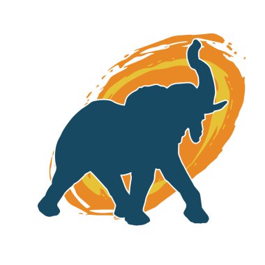 Büyük bir fil hayvanının silueti. Vahşi bir fil hayvanının silueti..