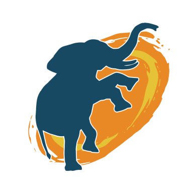 Büyük bir fil hayvanının silueti. Vahşi bir fil hayvanının silueti..