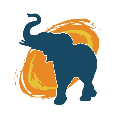 Büyük bir fil hayvanının silueti. Vahşi bir fil hayvanının silueti..