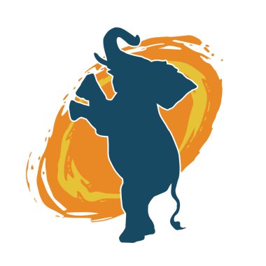 Büyük bir fil hayvanının silueti. Vahşi bir fil hayvanının silueti..