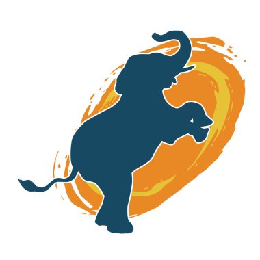 Büyük bir fil hayvanının silueti. Vahşi bir fil hayvanının silueti..