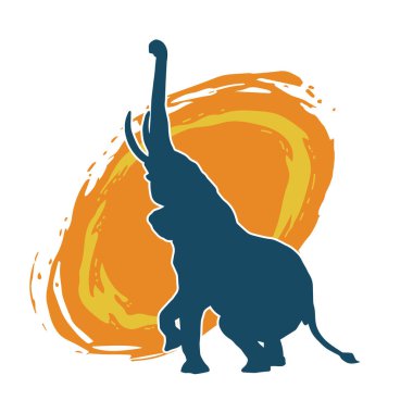 Büyük bir fil hayvanının silueti. Vahşi bir fil hayvanının silueti..