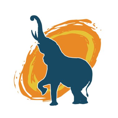 Büyük bir fil hayvanının silueti. Vahşi bir fil hayvanının silueti..