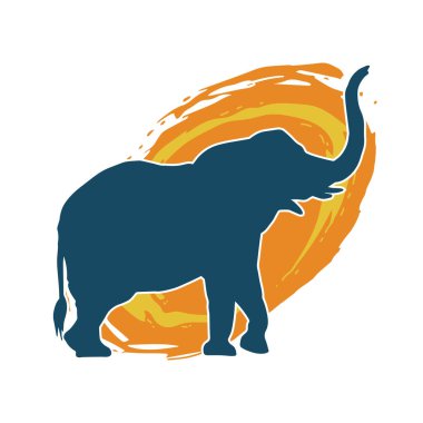 Büyük bir fil hayvanının silueti. Vahşi bir fil hayvanının silueti..