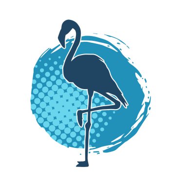 Flamingo kuşunun silueti zarif bir pozda..