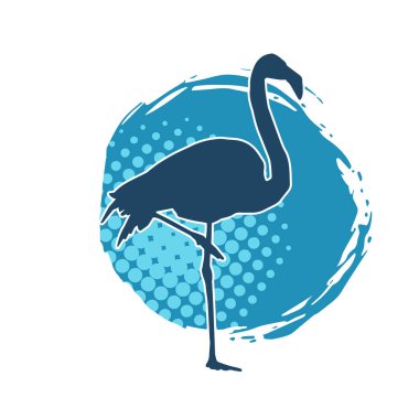 Flamingo kuşunun silueti zarif bir pozda..