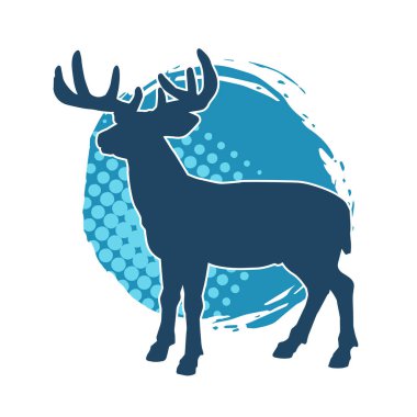 Geyik silueti boynuzlu vahşi orman hayvanı..