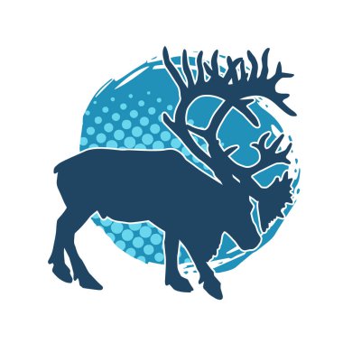 Geyik boynuzlu bir hayvanın silüeti.