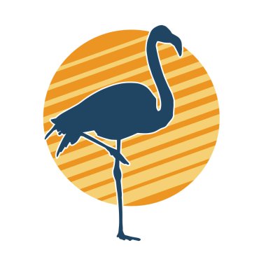 Flamingo kuşunun silueti zarif bir pozda..