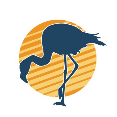 Flamingo kuşunun silueti zarif bir pozda..