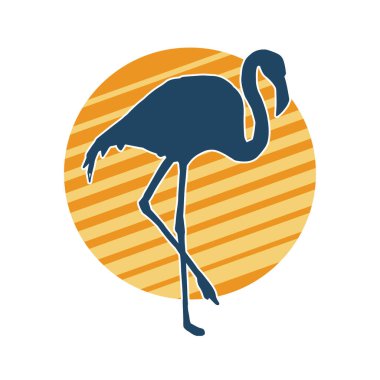 Flamingo kuşunun silueti zarif bir pozda..