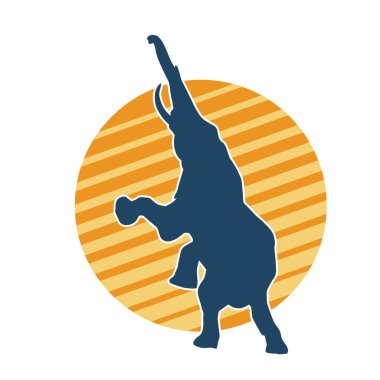 Büyük bir fil hayvanının silueti. Vahşi bir fil hayvanının silueti..