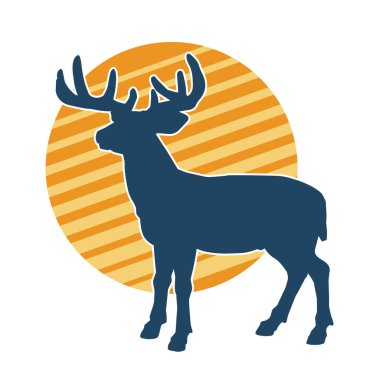 Geyik silueti boynuzlu vahşi orman hayvanı..