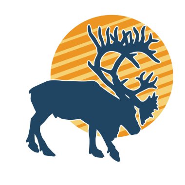 Geyik boynuzlu bir hayvanın silüeti.