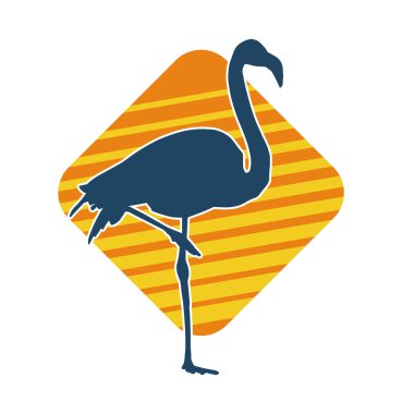Flamingo kuşunun silueti zarif bir pozda..
