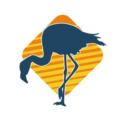 Flamingo kuşunun silueti zarif bir pozda..