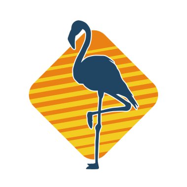 Flamingo kuşunun silueti zarif bir pozda..